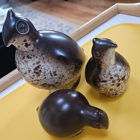 HOWARD PIERCE QUAIL FAMILY OF THREE GORGEOUS FIGURINE POTTERY 1950 MID CENTURY - Picture 4 of 7